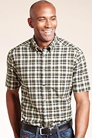 Pure Cotton Short Sleeve Grid Check Oxford Shirt