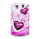 White with Purple Heart and Flower Soft Silicone Skin Gel Cover Case for Blackberry Storm 2 Storm2