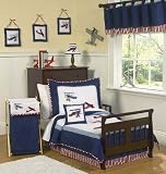 Red, White and Blue Vintage Aviator Airplane 5pc Toddler Boy Bedding Set by JoJo Designs