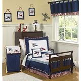 Red, White and Blue Vintage Aviator Airplane Toddler Bedding - 5 pc set