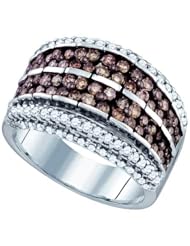 1.62 Carat (ctw) 10K White Gold Round White & Cognac Diamond Ladies Right Hand Fashion Band