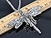 Alilang Silvery Tone Wing Dragonfly Crystal Rhinestone Pendant Necklace