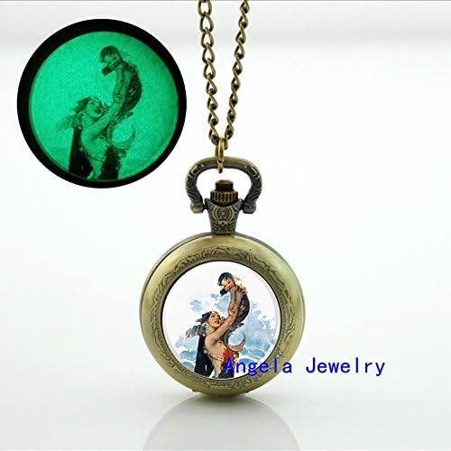 Pretty Lee Fashion Mom And Child Mermaid Glowing Pocket Watch Necklace Mother's Day Gifts Glowing Watch