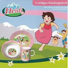 Heidi aus den Bergen - 3-teiliges Kindergedeck - Kindergeschirr aus Porzellan in dekorativer Geschenkbox - Tasse - Schale - Teller