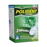 Polident 3-Minute Anti-Bacterial Denture Cleanser Tablets, Triple Mint Fresh, 84-Count Boxes (Pack of 3)