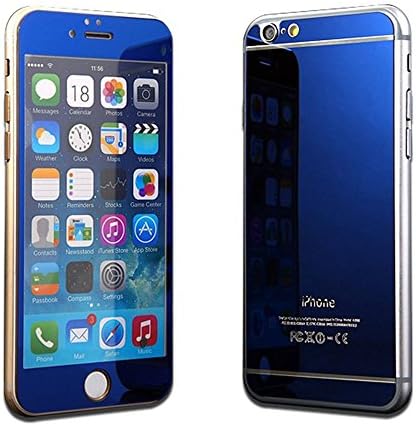 Iphone 6 Screen Protector, Coolfunny Electroplating Mirror Film Effect Front &amp; Back Tempered Glass Screen Protector for Iphone 6 4.7 Inch (Dark Blue-iPhone 6)
