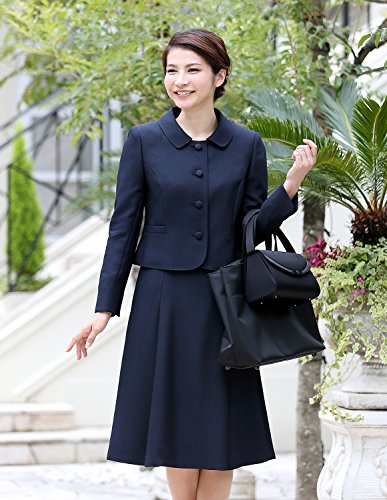 【お受験スーツ】お母様用 鹿の子織り 紺 濃紺4つ釦ラウンドカラーアンサンブル NK-1005[7~21号]
