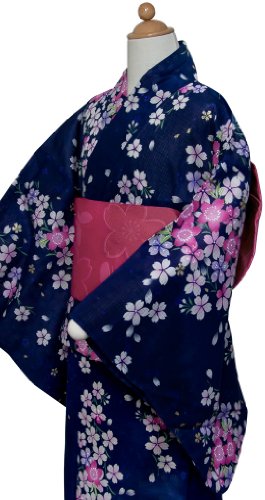 ≪子供浴衣3点set≫藍桜　150cm