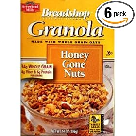 Breadshop's Granola Cereal, Honey Gone Nuts, 14-Ounce Boxes (Pack of 6)