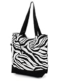 Black White Zebra Canvas Tote Bag Handbag Purse