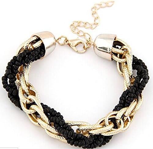 Hcws B-11 Bohemia Stlye Vintage Alloy Chain Beads Hand-woven Bracelet for Women/female Blue