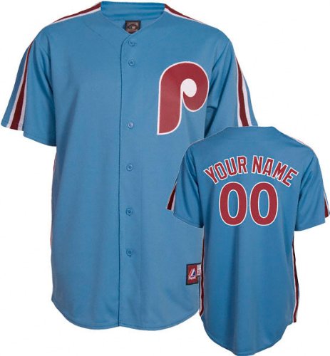 MLB Men's Philadelphia Phillies Authentic Jersey Personalized (Columbia Blue, 52/XX-Large)