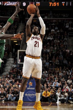 Boston Celtics v Cleveland Cavaliers: J.J. Hickson Photographic Poster Print by David Liam Kyle, 12x18