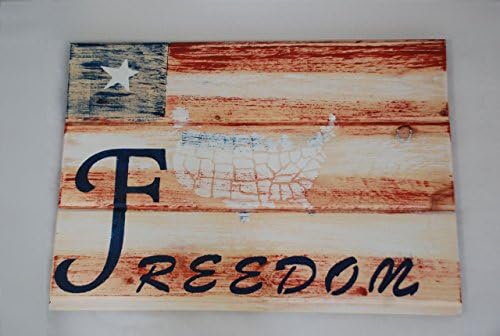 Freedom Flag with United States Map, Rustic, Reclaimed Wood Wood Wall Patriotic Art