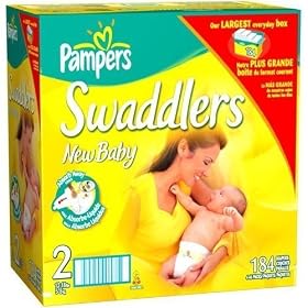 Pampers Swaddlers, Size 2, Economy Plus Pack, 184 Swaddlers