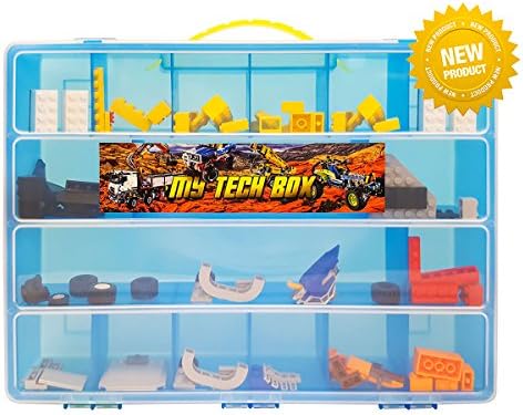 Lego Technic Compatible Storage Carrying Case - My Tech Box is the Perfect Lego Technic Compatible Storage Box- Stores All Lego Technic Toys - Large Sturdy, Carrying Case - Blue