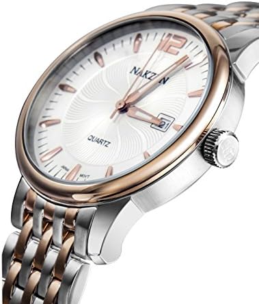 NAKZEN Mens Part Rose Gold Dial Classic Sapphire Quartz Wrist Watch