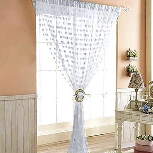 Miaoben Sweet Heart Tassel String Door Curtain Window Room Curtain Divider (White)