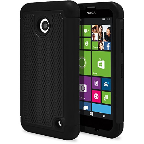Nokia Lumia 635 Case, Nokia Lumia 630 Case, MagicMobile [Dual Armor Series] Durable [Impact Shockproof Resistant] Double Layer Cover [Hard Shell] + [Flexible Silicone] Case for Nokia Lumia 630 / 635 - Black