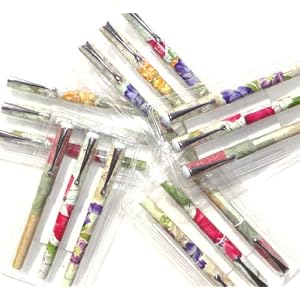 Pamela Gladding Pen Collection Set of 6 Pens Floral Shabby Chic Designs