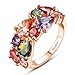 Bamoer 18K Rose Gold Plated Cubic Zirconia Solitaire Engagement Ring for Women Anniversary Gifts