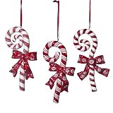 Review Kurt Adler  / Set of 3 Red & White Sugared Candy Cane Christmas Ornaments