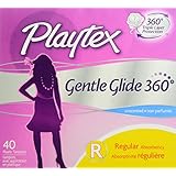 Playtex Gentle Glide Tampons, Unscented Regular Absorbency, 40 Count