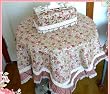 Vintage Pretty Flowers Cotton W/lace Table Cloth43"x43"