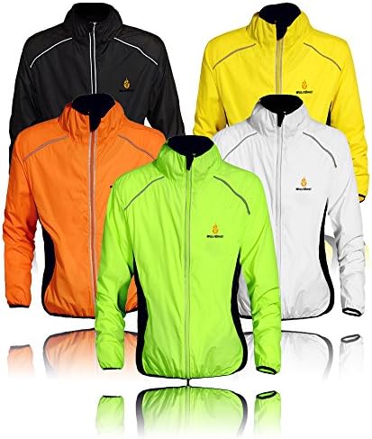 WOLFBIKE Cycling Jacket Jersey Sportswear Running Biking Jacket Long Sleeve Wind Coat Breathable Quick Dry, Available 5 Colors - Black White Green Orange Yellow.