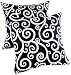 Black and Soft White Swirl Cartwheel Curl Throw Pillow Cover