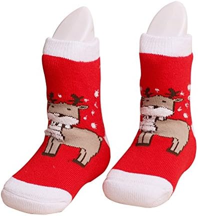 Crystalways Socks Unisex-Baby Christmas Holiday Socks Infant Stockings Cotton Socks Small Red Deer
