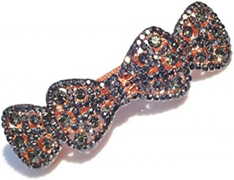 LUNA Womens Rhinestone Bowknot Hair Clips Hair Pins Wedding Accessories Grey