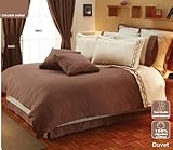 Brown Duvet Comforter Embroidery Sheets Bedding Set King 15 Pcs