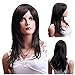 Sexy Long Black With Brown Highlight Natural Straight Side Swept Fringe Bang Women Wigs