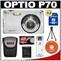 Pentax Optio P70 Digital Camera (Silver) + 8GB SD Card + Carrying Case + Cameta Bonus Accessory Kit