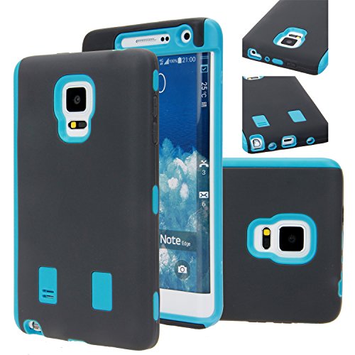 NOTE 4 edge Case, GALAXY NOTE 4 edge case, E LV GALAXY NOTE 4 edge Case Full Body Hybrid Armor Protection Defender Case Cover - Dual Layer Armor Protective Case Cover for Samsung GALAXY NOTE 4 edge - GREY / LIGHT BLUE