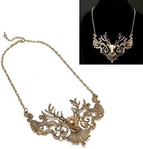 Latest Model Fashion Vintage Alloy Deer Head Statement Necklace for Women Man Accessories