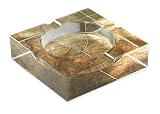 Quality Importers Ashtray 4 Cigar Crystal Ashtray with Tobacco Leaf Art