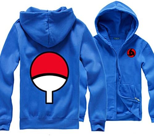 Super Hunter Anime Naruto Long-sleeved Blue Hooded Zipper Leisure Coat (L, Blue3)