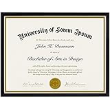 Document Frame - Made to Display Certificates 8.5 X 11-inch, Black - Document Frames, Certificate Frames, Diploma Frames, High School Diploma Frame