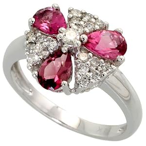 14k White Gold Ring, w  0.35 Carat Brilliant Cut Diamonds and 1.06 Carats (3... by Gabriella Gold