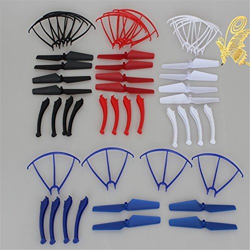 Imagen 2 de ILov hélices + Frame + Protección Landing Gear 4 colores Accesorios Piezas Pack para SYMA X5SC X5SC-1 X5SW con un bookmark mariposa (4 Colors in Set)