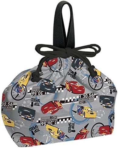 Japan Disney Pixar Official Cars - Lightning McQueen Natural Cotton Kinchaku Drawstring Bag Gift Grey Training Gymsack Basic Tote Gym Shoulders Backpack Travel Sport Lunch Box Wrapping Cloth Rucksack
