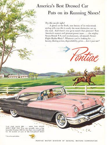 Print Ad: 1956 Pontiac 860 (Pink, Gray): Running Shoes