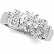18K White Gold Diamond Engagement Ring Semimount - CENTER STONE NOT INCLUDED - 0.70 Ct.