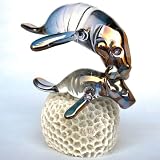Blown Glass Manatee and Calf Figurine on Coral