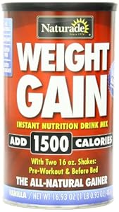 Naturade Weight Gain Instant Nutrition Drink Mix, Vanilla , 16.93 Ounces
