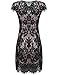 ROMWE Women's Gorgeous V neck A Line Sexy Short Cap Sleeve Lace Dress