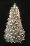 4.5' Pre-Lit Silver Laser Tinsel Artificial Christmas Tree - Clear Lights 24084