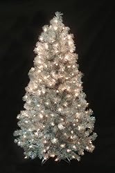 4.5' Pre-Lit Silver Laser Tinsel Artificial Christmas Tree - Clear Lights